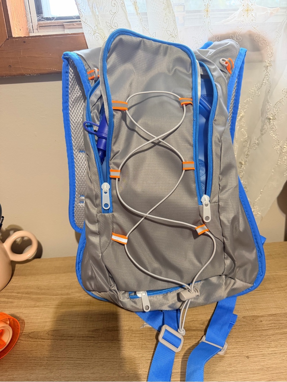 Men's Gray and Blue Lightweight Hydration Backpack